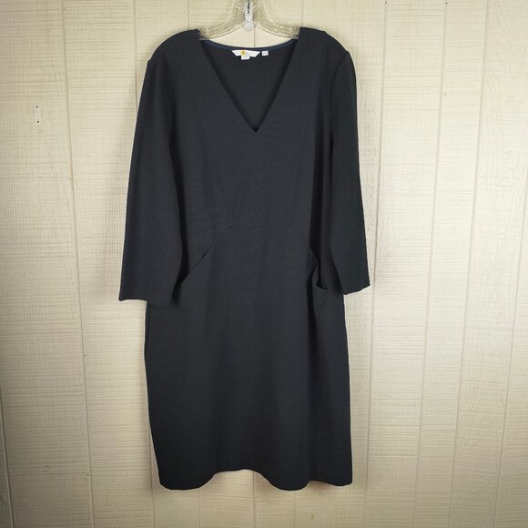 Boden Ellen V-Neck Ottoman Dress Black Rib Knit US 16 - Picture 1 of 5